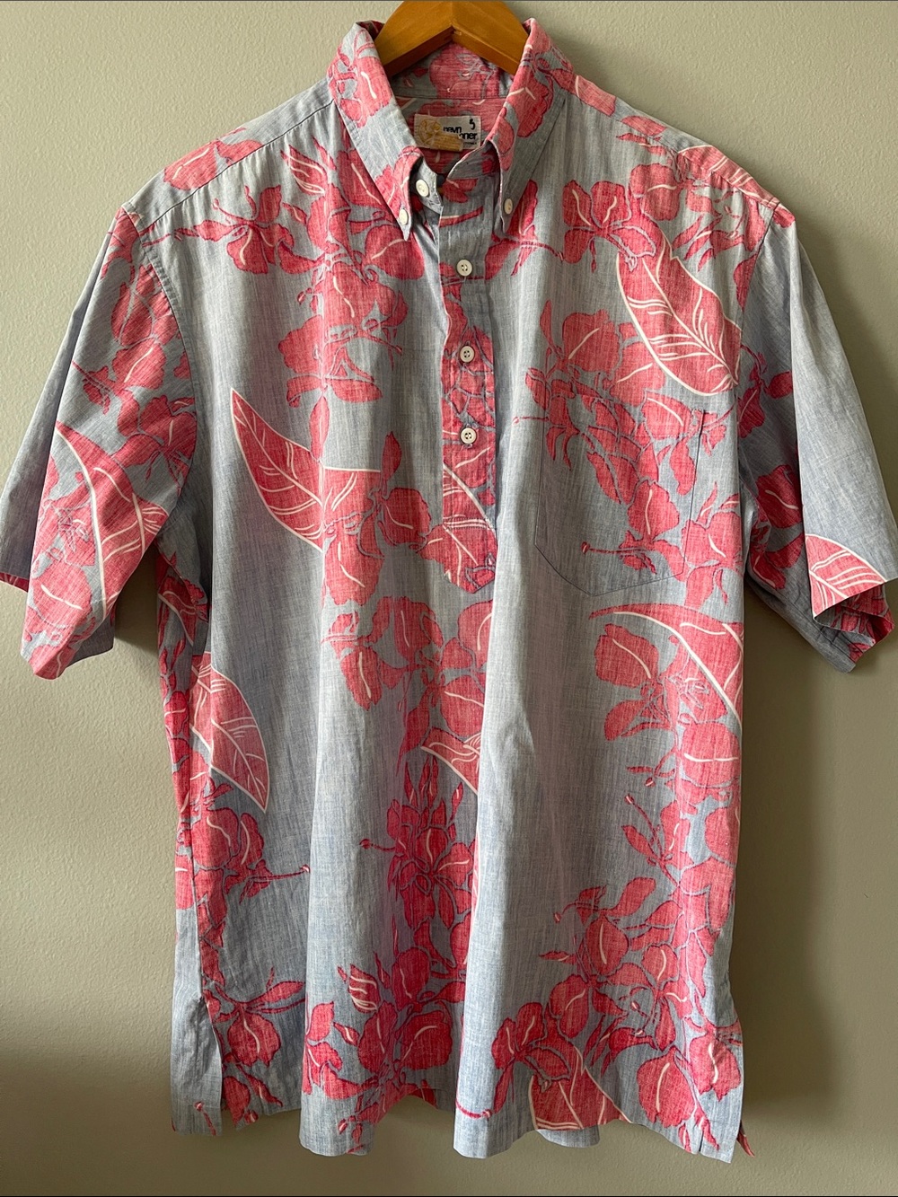 Vintage 80s Reyn Spooner GOLD Tag Pullover Hawaiian Aloha Shirt XL Reverse Print